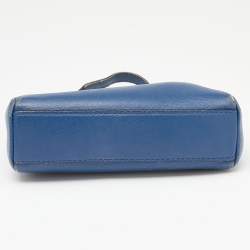 Pre Owned Fendi Blue Leather Micro Peekaboo Top Handle Bag