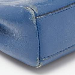 Pre Owned Fendi Blue Leather Micro Peekaboo Top Handle Bag