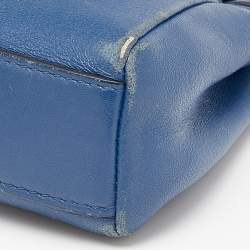Pre Owned Fendi Blue Leather Micro Peekaboo Top Handle Bag