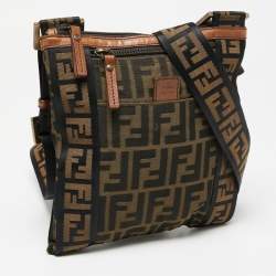 Fendi Tobacco Zucca Canvas and Leather Flat Messenger Bag