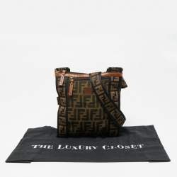 Fendi Tobacco Zucca Canvas and Leather Flat Messenger Bag