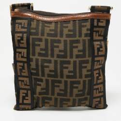 Fendi Tobacco Zucca Canvas and Leather Flat Messenger Bag