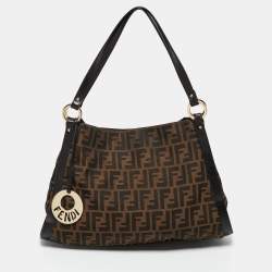 Pre Owned Fendi Tobacco Zucca Canvas and Leather Medium Chef Tote