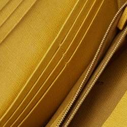 Pre Owned Fendi Yellow Leather Flap Continental Wallet