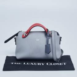 Pre Owned Fendi Red/Grey Leather Mini By The Way Crossbody Bag
