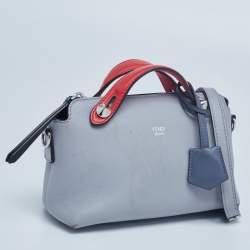 Pre Owned Fendi Red/Grey Leather Mini By The Way Crossbody Bag