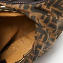 Fendi Tobacco Zucca Canvas And Leather Chef Chain Link Hobo