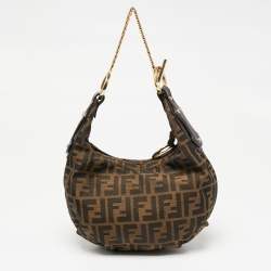 Fendi Tobacco Zucca Canvas And Leather Chef Chain Link Hobo