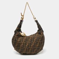 Fendi Tobacco Zucca Canvas And Leather Chef Chain Link Hobo