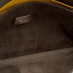 Pre Owned Fendi Yellow Leather And Fur Micro Monster Baguette