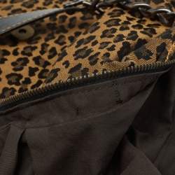 Pre Owned Fendi Brown/Black Leopard Print Canvas B Buckle Hobo