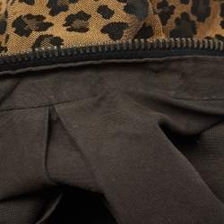 Pre Owned Fendi Brown/Black Leopard Print Canvas B Buckle Hobo