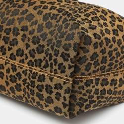 Pre Owned Fendi Brown/Black Leopard Print Canvas B Buckle Hobo