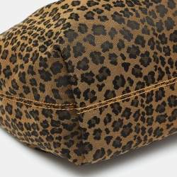 Pre Owned Fendi Brown/Black Leopard Print Canvas B Buckle Hobo