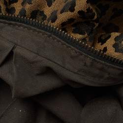 Pre Owned Fendi Brown/Black Leopard Print Canvas B Buckle Hobo