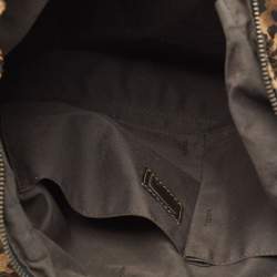 Pre Owned Fendi Brown/Black Leopard Print Canvas B Buckle Hobo