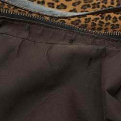 Pre Owned Fendi Brown/Black Leopard Print Canvas B Buckle Hobo