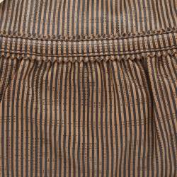 Pre Owned Fendi Brown FF Perforated Logo Stripe Leather Chef Hobo