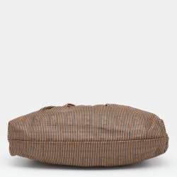 Pre Owned Fendi Brown FF Perforated Logo Stripe Leather Chef Hobo