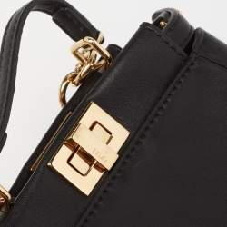 مملوكة مسبقًا Fendi Black Leather Micro Peekaboo Crossbody Bag