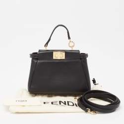 مملوكة مسبقًا Fendi Black Leather Micro Peekaboo Crossbody Bag