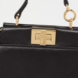 مملوكة مسبقًا Fendi Black Leather Micro Peekaboo Crossbody Bag