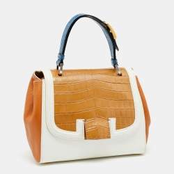 Fendi Multicolor Leather And Crocodile Silvana Top Handle Bag