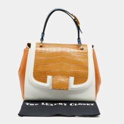 Fendi Multicolor Leather And Crocodile Silvana Top Handle Bag