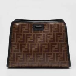 Pre Owned Fend Brown/Black Zucca Coated Canvas Peekaboo Defender Cover