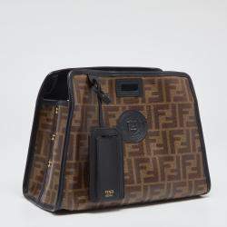 Pre Owned Fend Brown/Black Zucca Coated Canvas Peekaboo Defender Cover