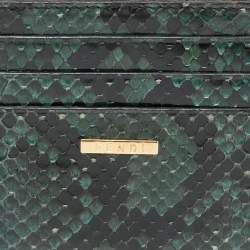 Pre Owned Fendi Green/Black Python Card Holder