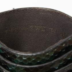 Pre Owned Fendi Green/Black Python Card Holder