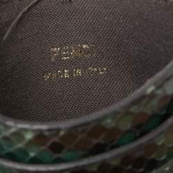 Pre Owned Fendi Green/Black Python Card Holder