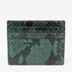 Pre Owned Fendi Green/Black Python Card Holder