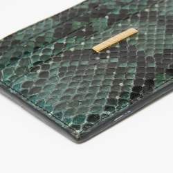 Pre Owned Fendi Green/Black Python Card Holder