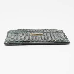 Pre Owned Fendi Green/Black Python Card Holder