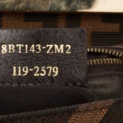 Fendi Tobacco Zucca Canvas And Leather Maxi Baguette Flap Shoulder Bag