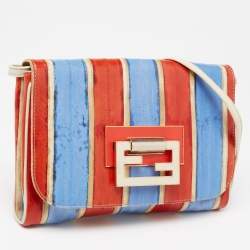Pre Owned Fendi Multicolour Eel Striped Shoulder Bag