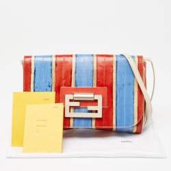 Pre Owned Fendi Multicolour Eel Striped Shoulder Bag