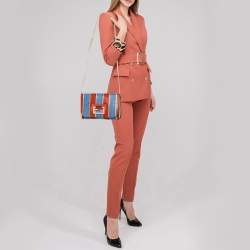 Pre Owned Fendi Multicolour Eel Striped Shoulder Bag