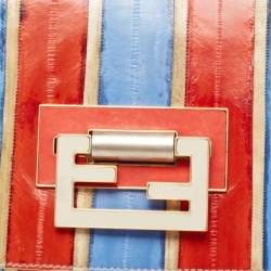 Pre Owned Fendi Multicolour Eel Striped Shoulder Bag