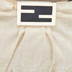 Pre Owned Fendi Light Beige Zucca Canvas Small Mia Tote