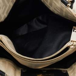 Pre Owned Fendi Light Beige Zucca Canvas Small Mia Tote