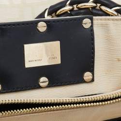 Pre Owned Fendi Light Beige Zucca Canvas Small Mia Tote