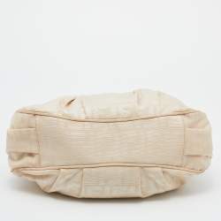 Pre Owned Fendi Light Beige Zucca Canvas Small Mia Tote