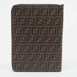 Fendi Tobacco Zucca Coated Canvas Zip Around Documents Holder
