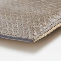 Pre Owned Fendi Grey/Gold Snakeskin Slim Zip Pouch