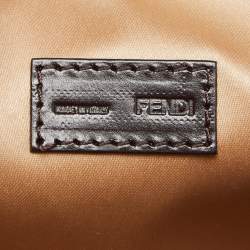 Pre Owned Fendi Grey/Gold Snakeskin Slim Zip Pouch