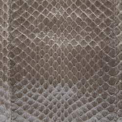 Pre Owned Fendi Grey/Gold Snakeskin Slim Zip Pouch