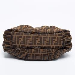 Pre Owned Fendi Tobacco Zucca Canvas and Patent Leather Small Mia Hobo